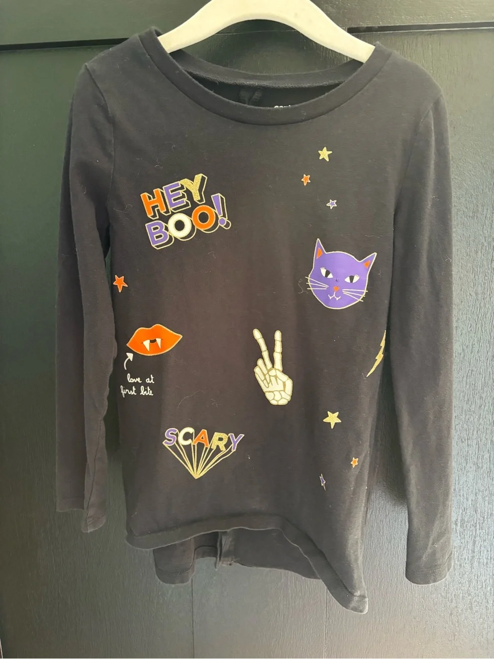 Carter's Black Long-Sleeve Halloween Graphic Tee with Purple Cat